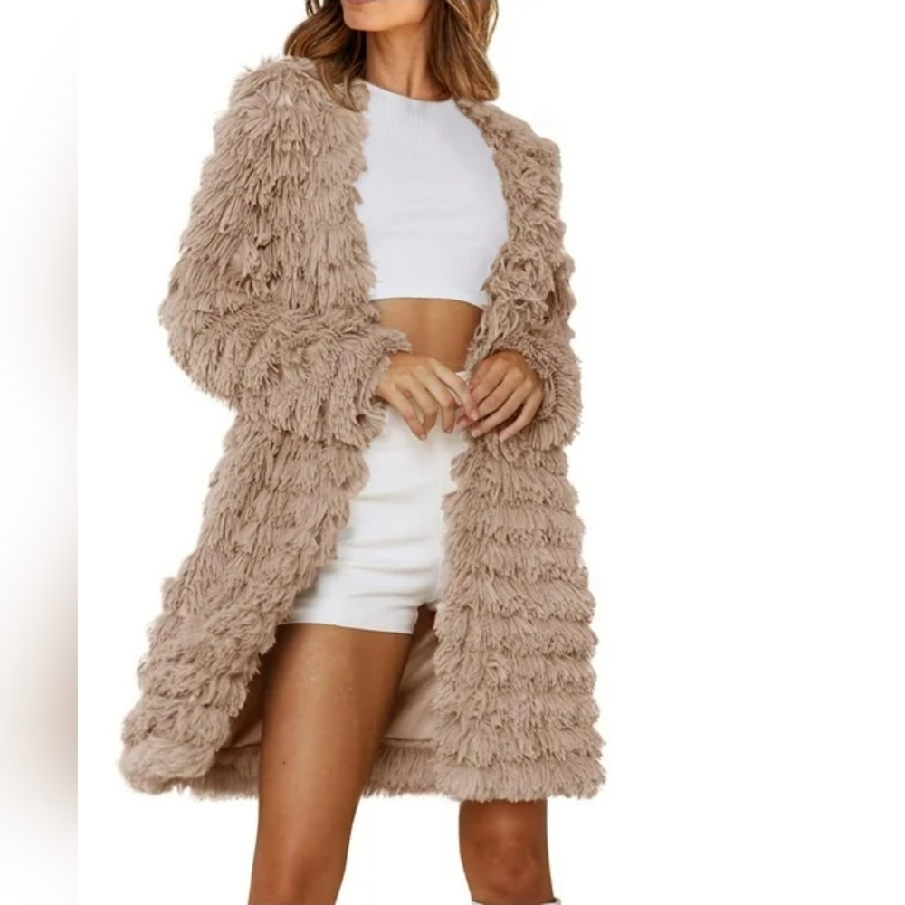 Boohoo Beige Fringe Jacket